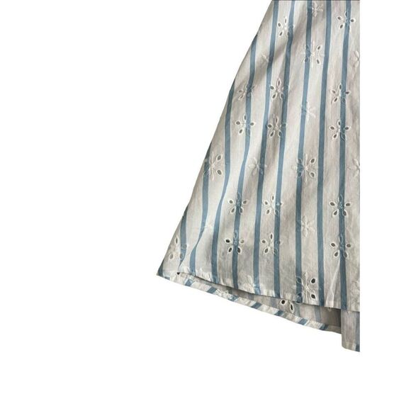 For Love And Lemons Picnic Eyelet Mini Dress Womens Large White Blue Striped Spa - Picture 5 of 9